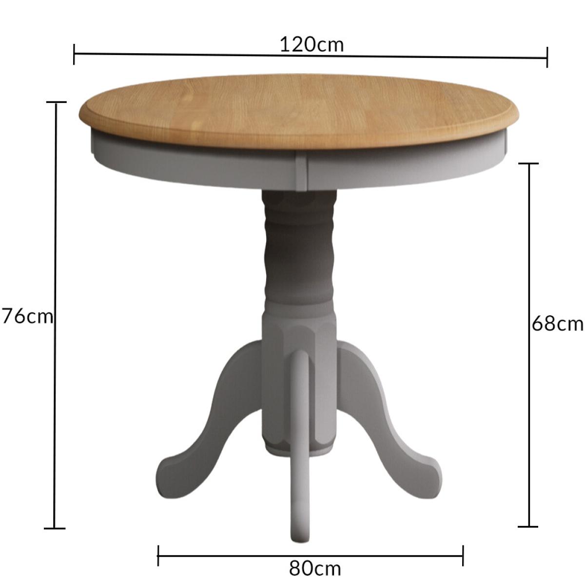 Hertford 120cm Oak and Light Grey Painted Round Pedestal Table With 6 Brown Hertford Chairs – image 13
