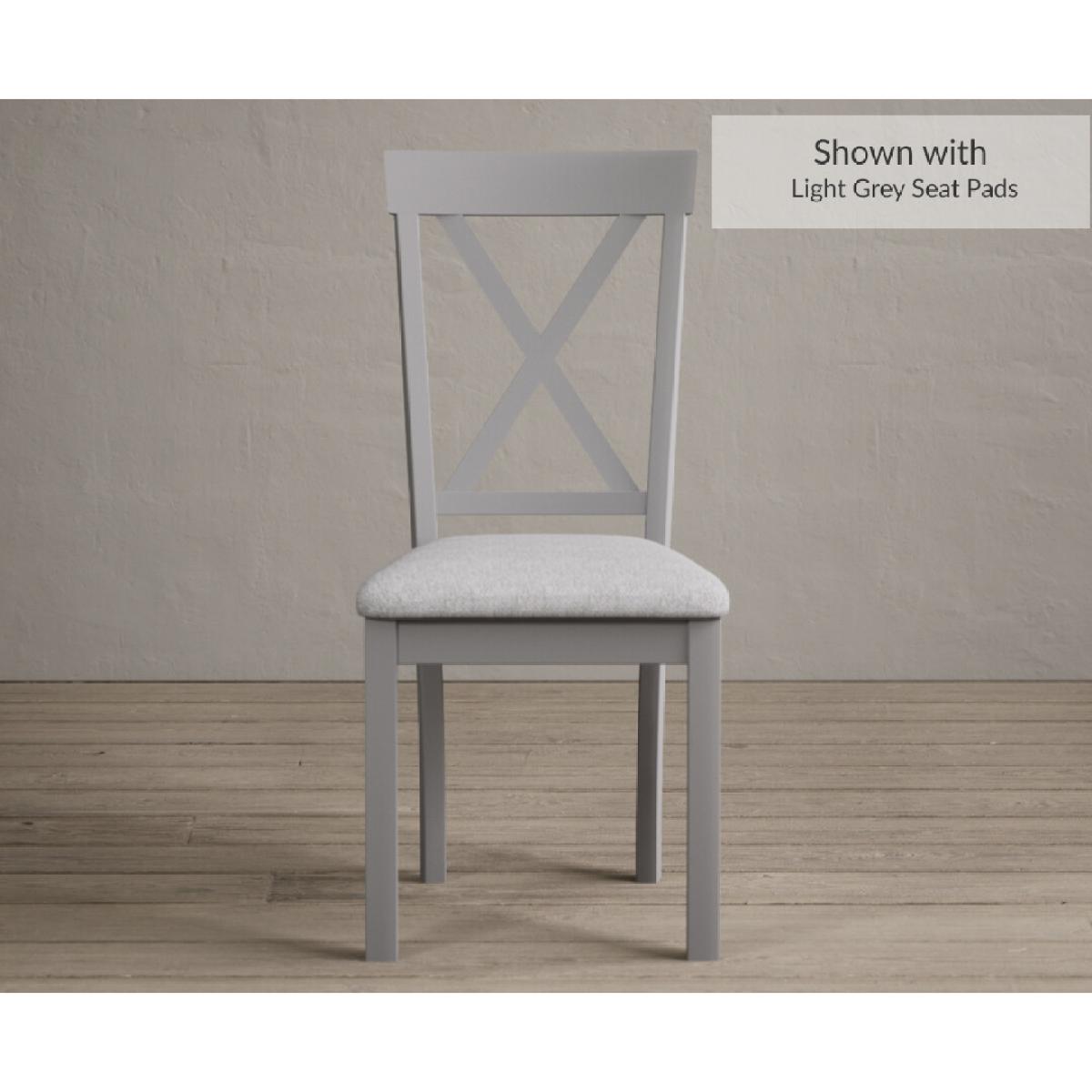Hertford 120cm Oak and Light Grey Painted Round Pedestal Table With 6 Brown Hertford Chairs – image 3