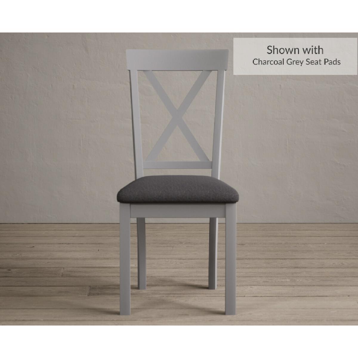 Hertford 120cm Oak and Light Grey Painted Round Pedestal Table With 6 Brown Hertford Chairs – image 4