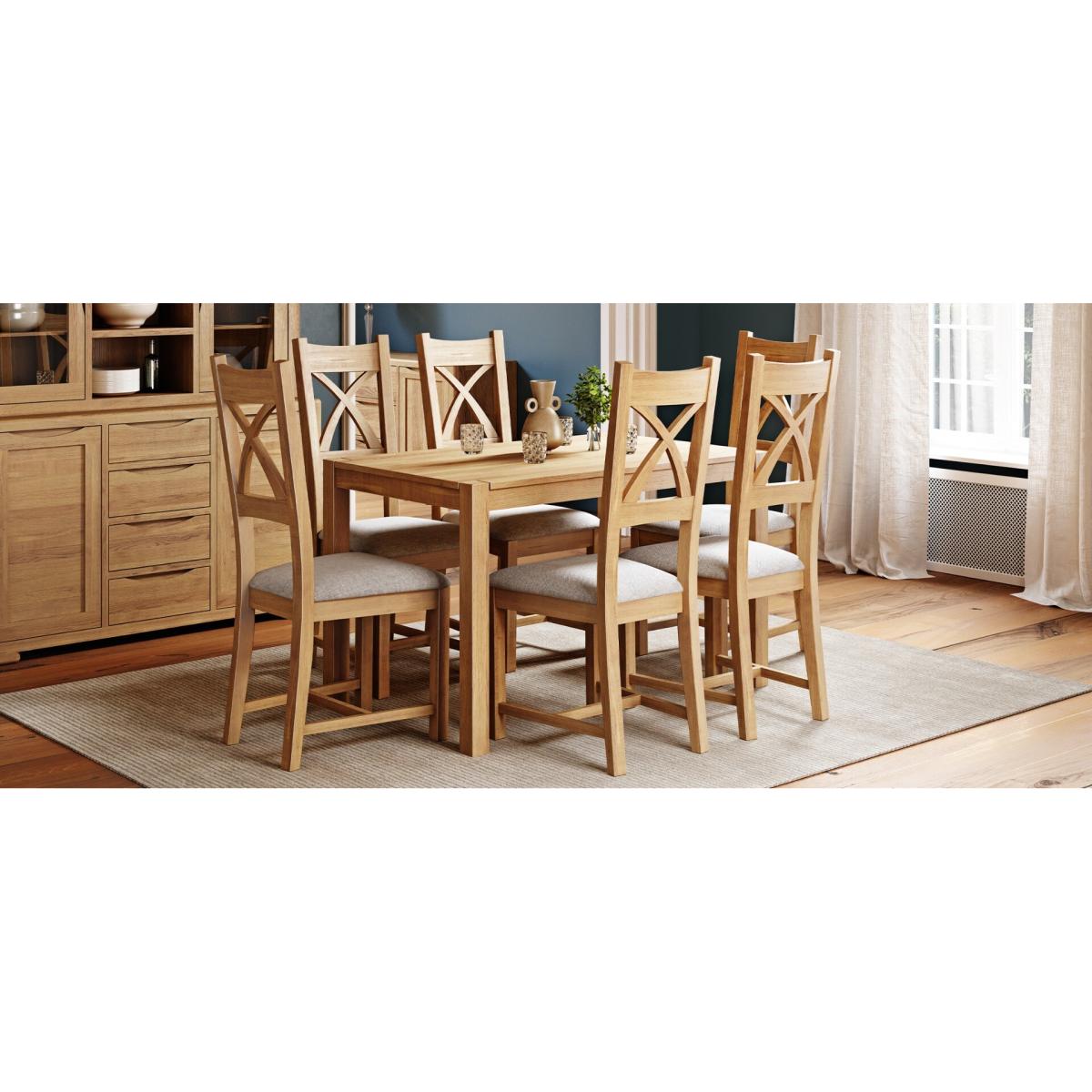 York 120cm Solid Oak Dining Table With 2 Grey Hudson Fabric Chairs And 2 York Benches – image 12