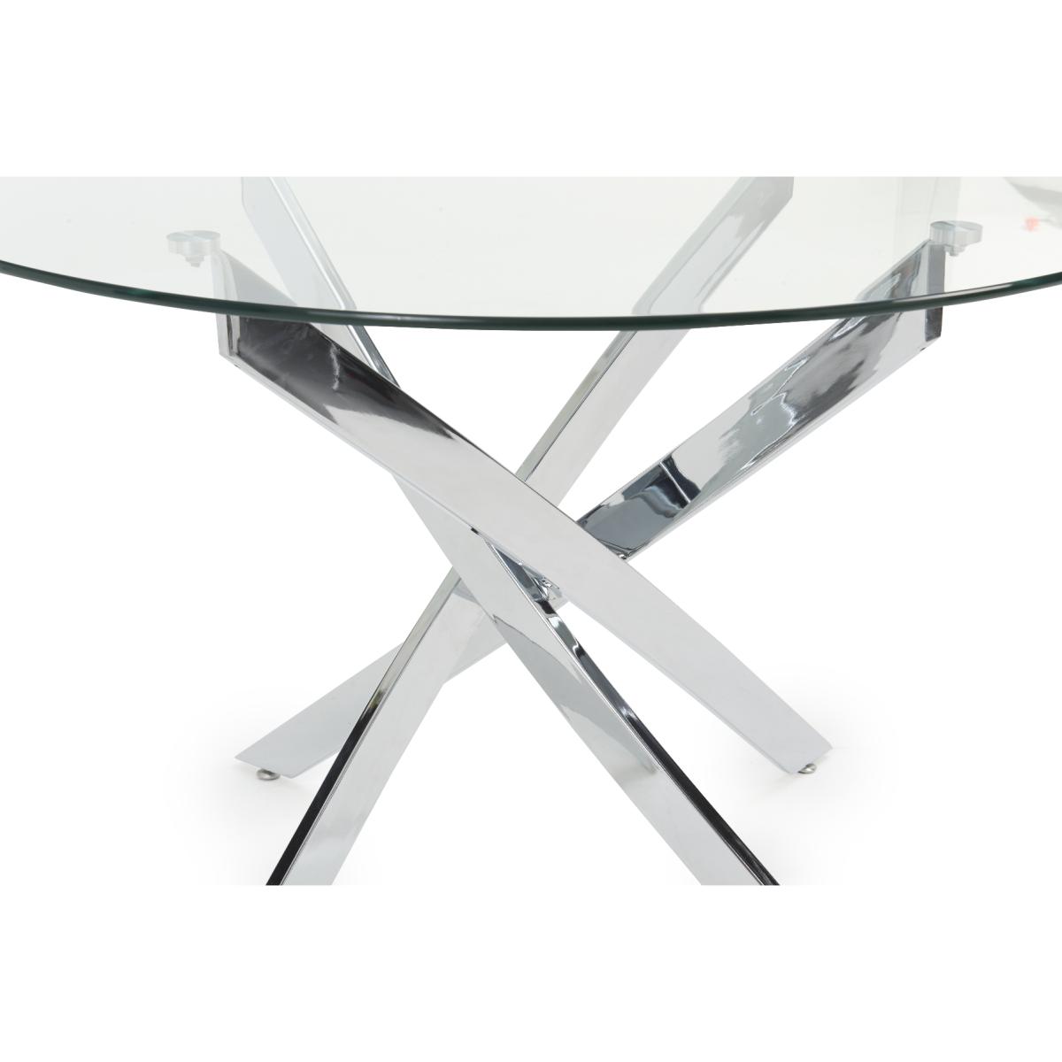 Denver 120cm Glass Dining Table With 4 Ivory White Cavello Chairs – image 11