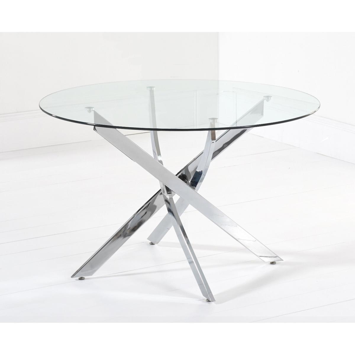 Denver 120cm Glass Dining Table With 4 Ivory White Cavello Chairs – image 4