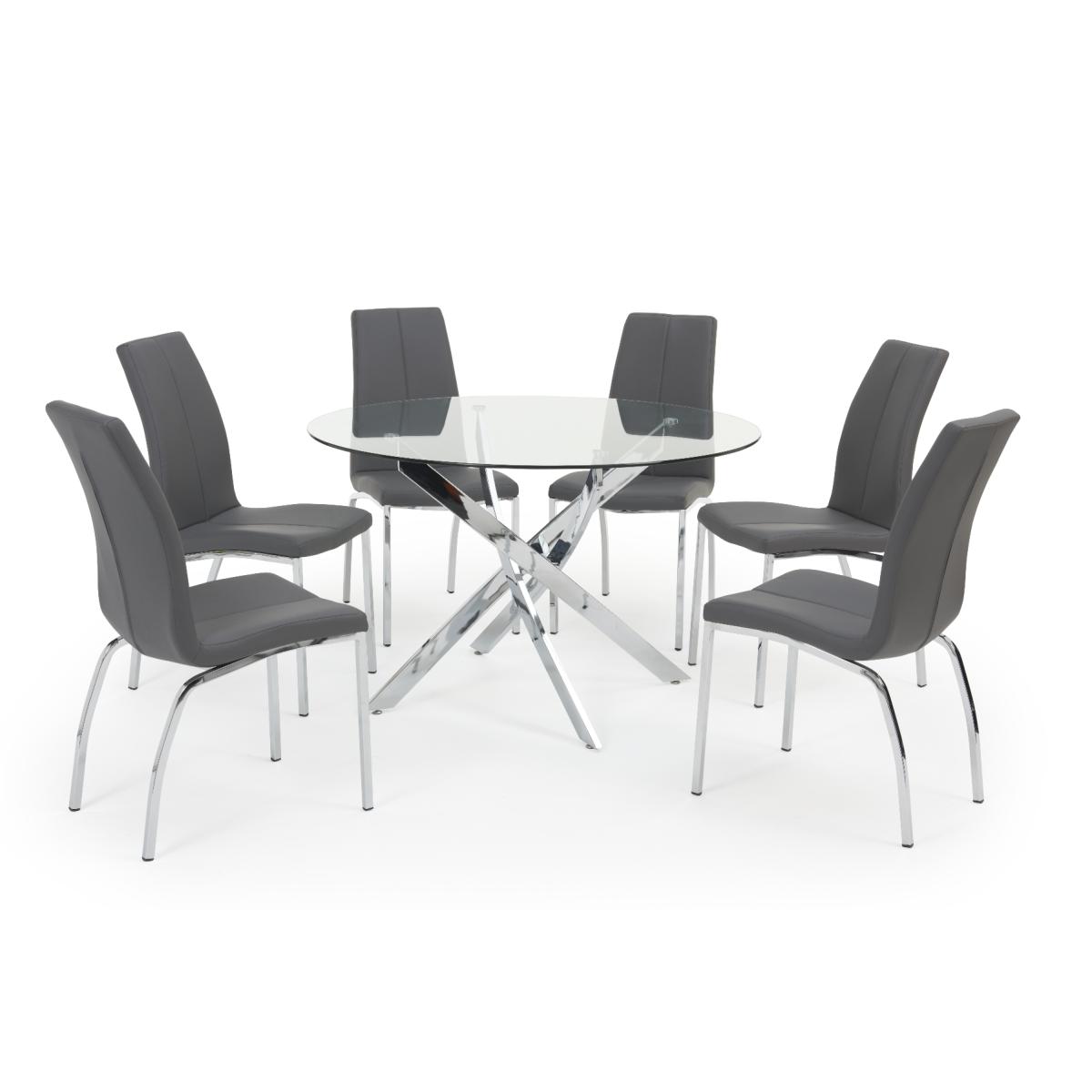 Denver 120cm Glass Dining Table With 4 Ivory White Cavello Chairs – image 6