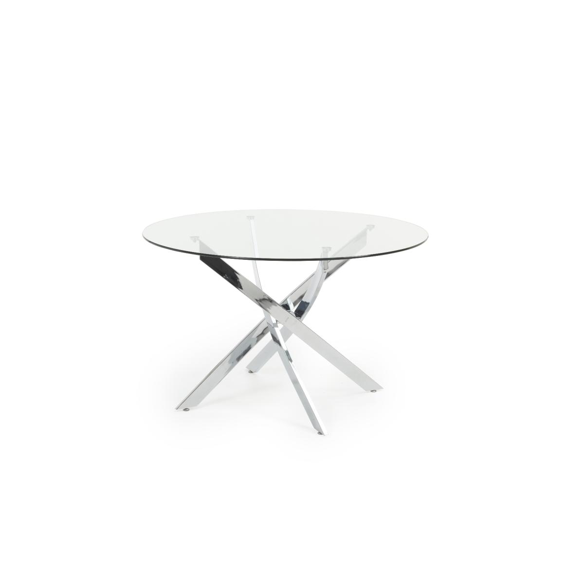 Denver 120cm Glass Dining Table With 4 Ivory White Cavello Chairs – image 9