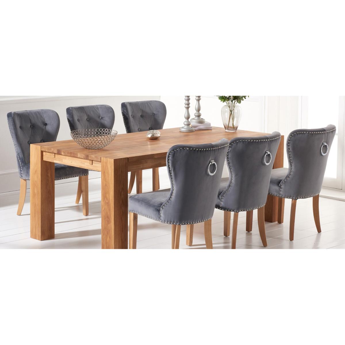 Sheringham 200cm Solid Oak Dining Table With 6 Grey Clara Fabric Chairs – image 19