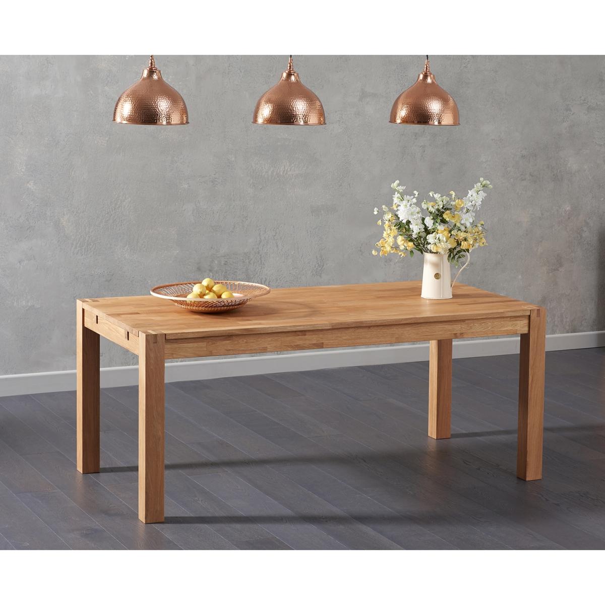 Thetford 180cm Oak Dining Table with 6 Grey Chairs with Thetford 45cm Oak Extensions – image 3