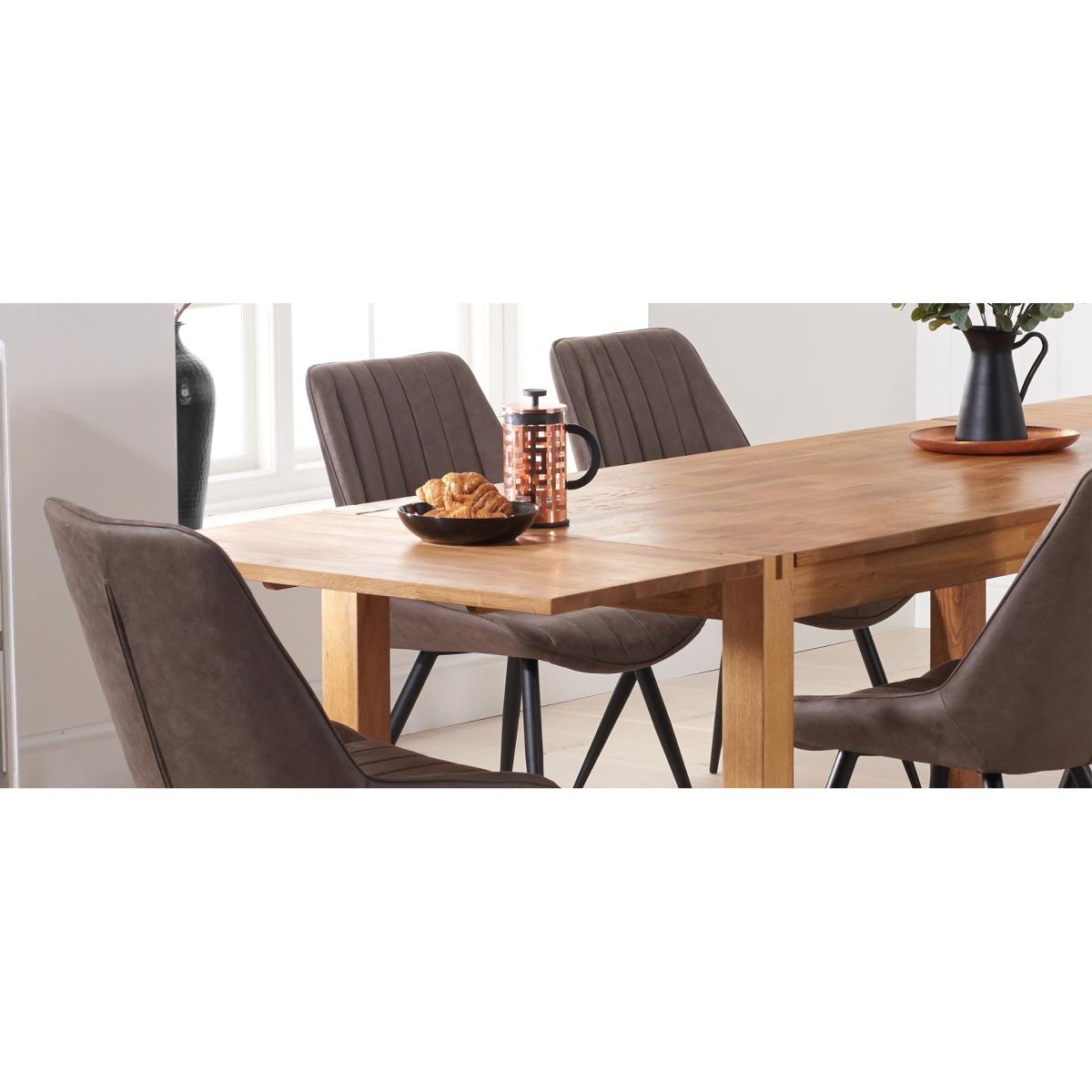 Thetford 180cm Oak Dining Table with 6 Grey Chairs with Thetford 45cm Oak Extensions – image 22