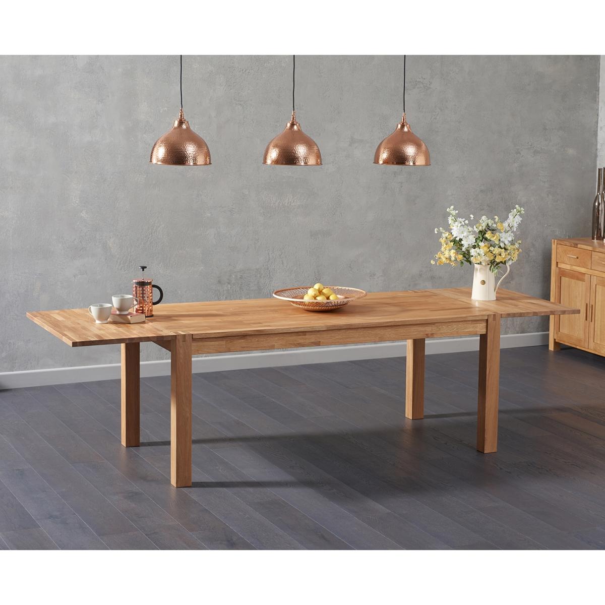Thetford 180cm Oak Dining Table with 6 Grey Chairs with Thetford 45cm Oak Extensions – image 4