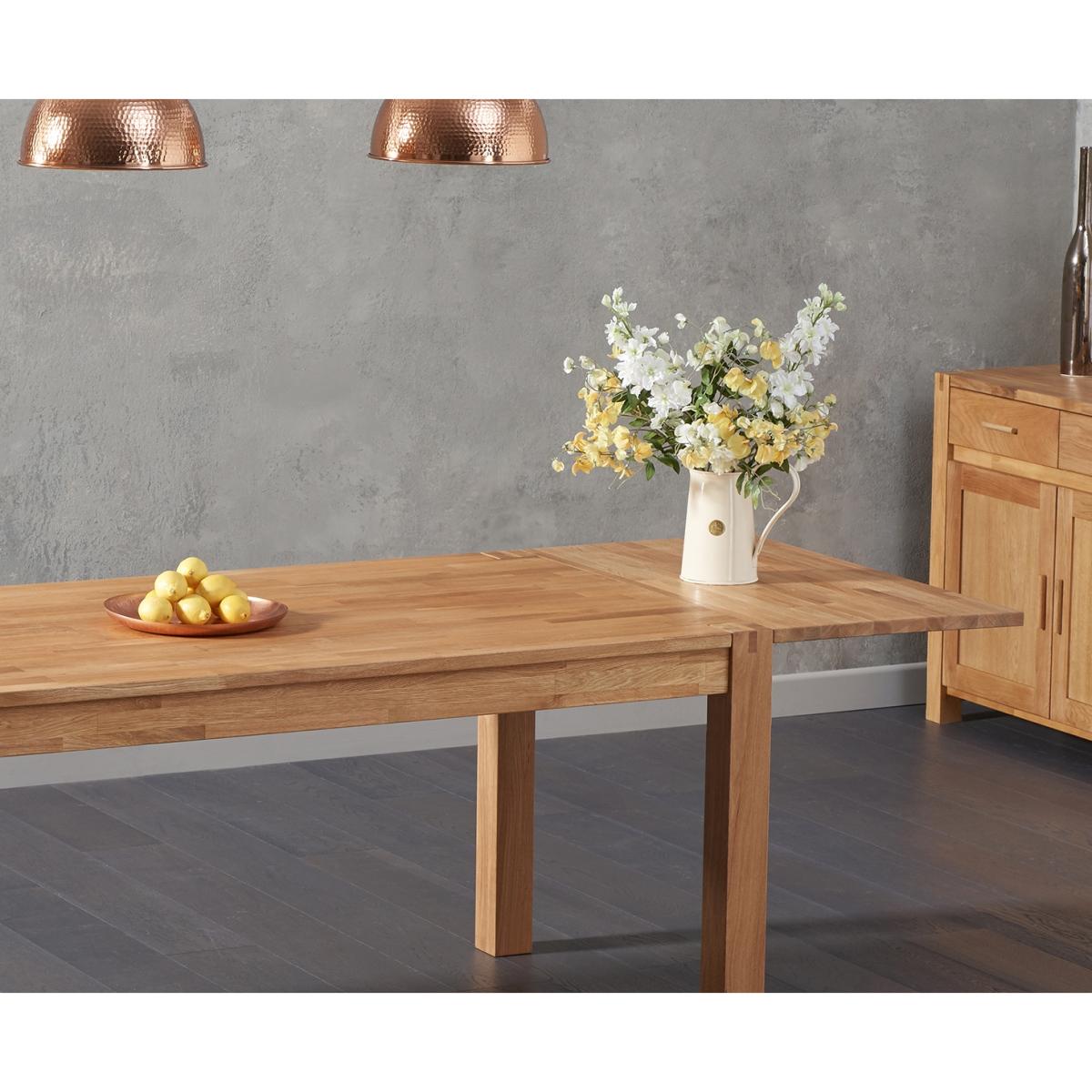 Thetford 180cm Oak Dining Table with 6 Grey Chairs with Thetford 45cm Oak Extensions – image 5
