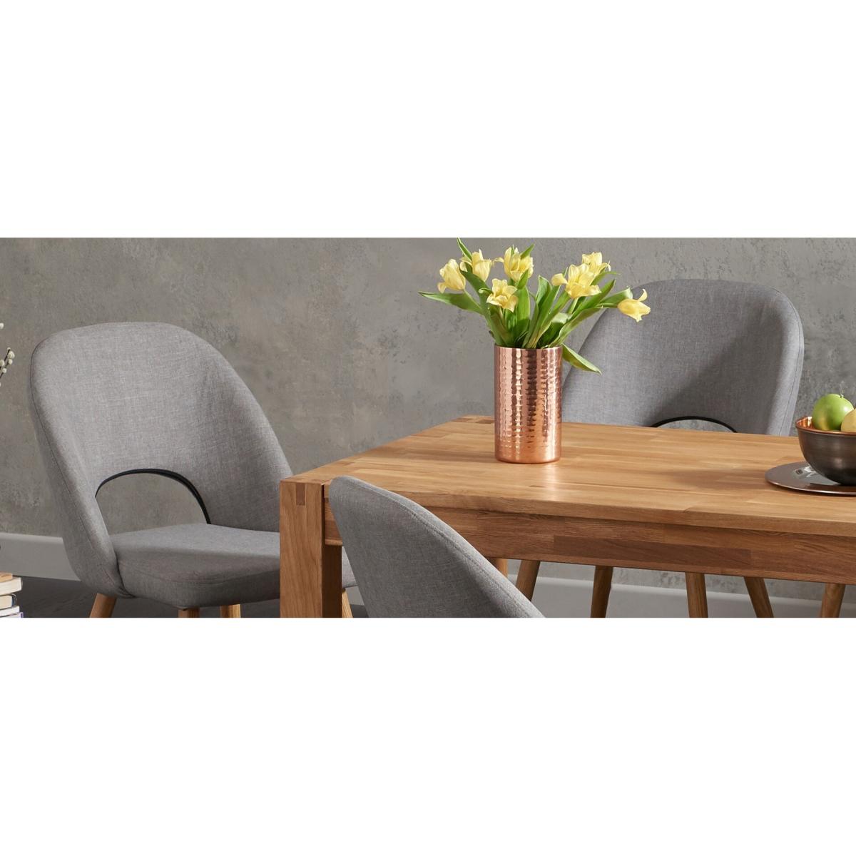 Thetford 180cm Oak Dining Table with 6 Grey Chairs with Thetford 45cm Oak Extensions – image 7