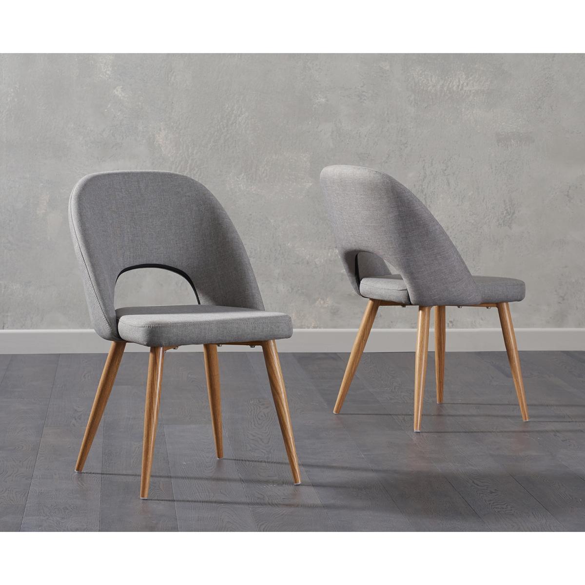 Thetford 180cm Oak Dining Table with 6 Grey Chairs with Thetford 45cm Oak Extensions – image 9