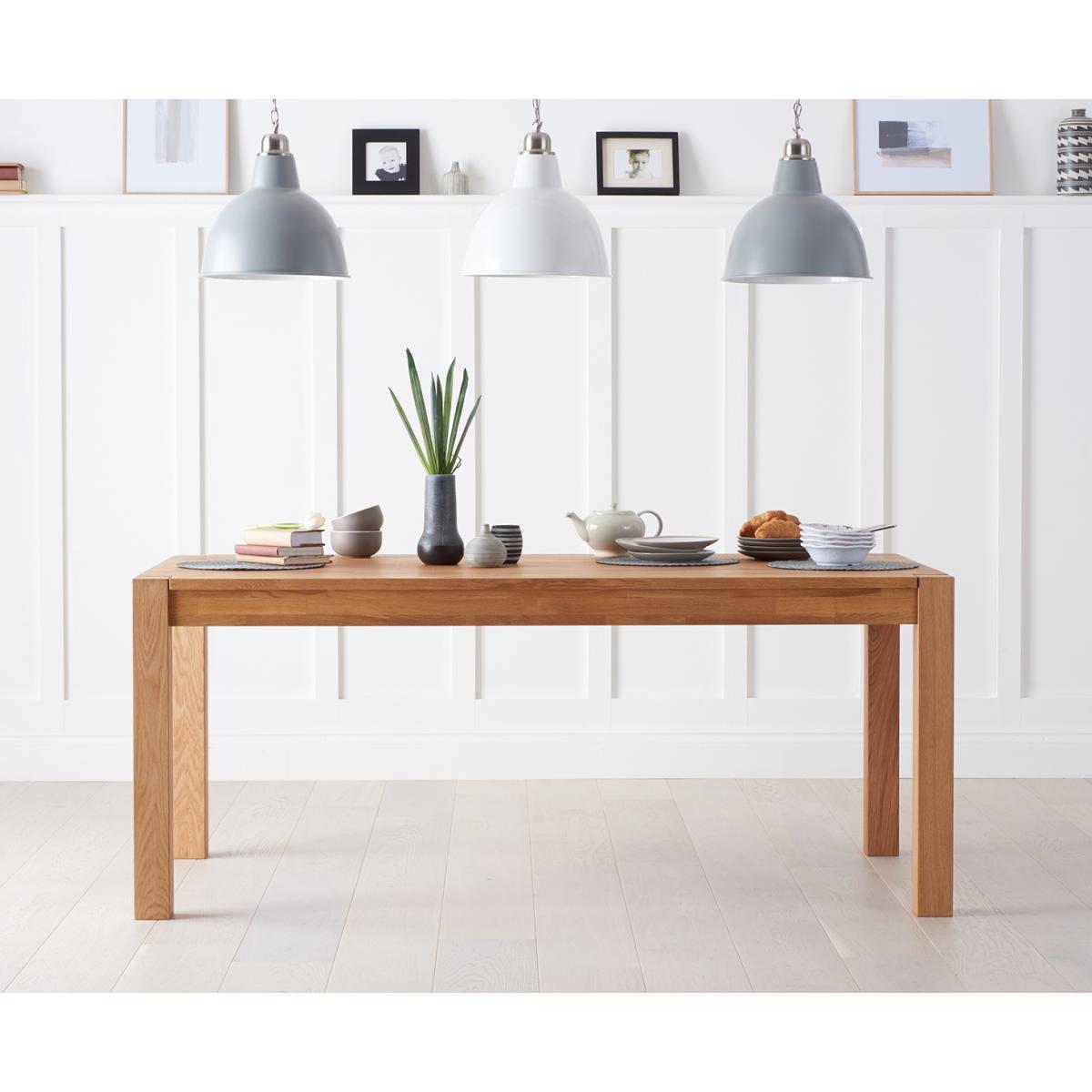 Thetford 180cm Oak Dining Table with 6 Grey Chairs with Thetford 45cm Oak Extensions – image 10