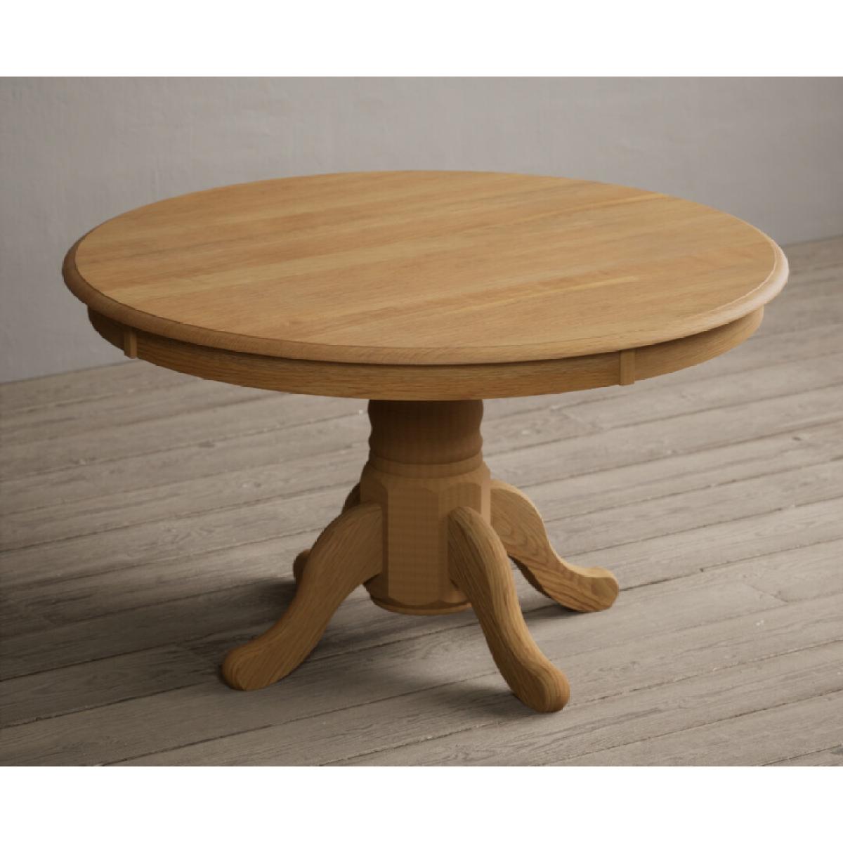 Hertford 120cm Fixed Top Solid Oak Round Pedestal Table With 6 Oak X Back Chairs – image 15