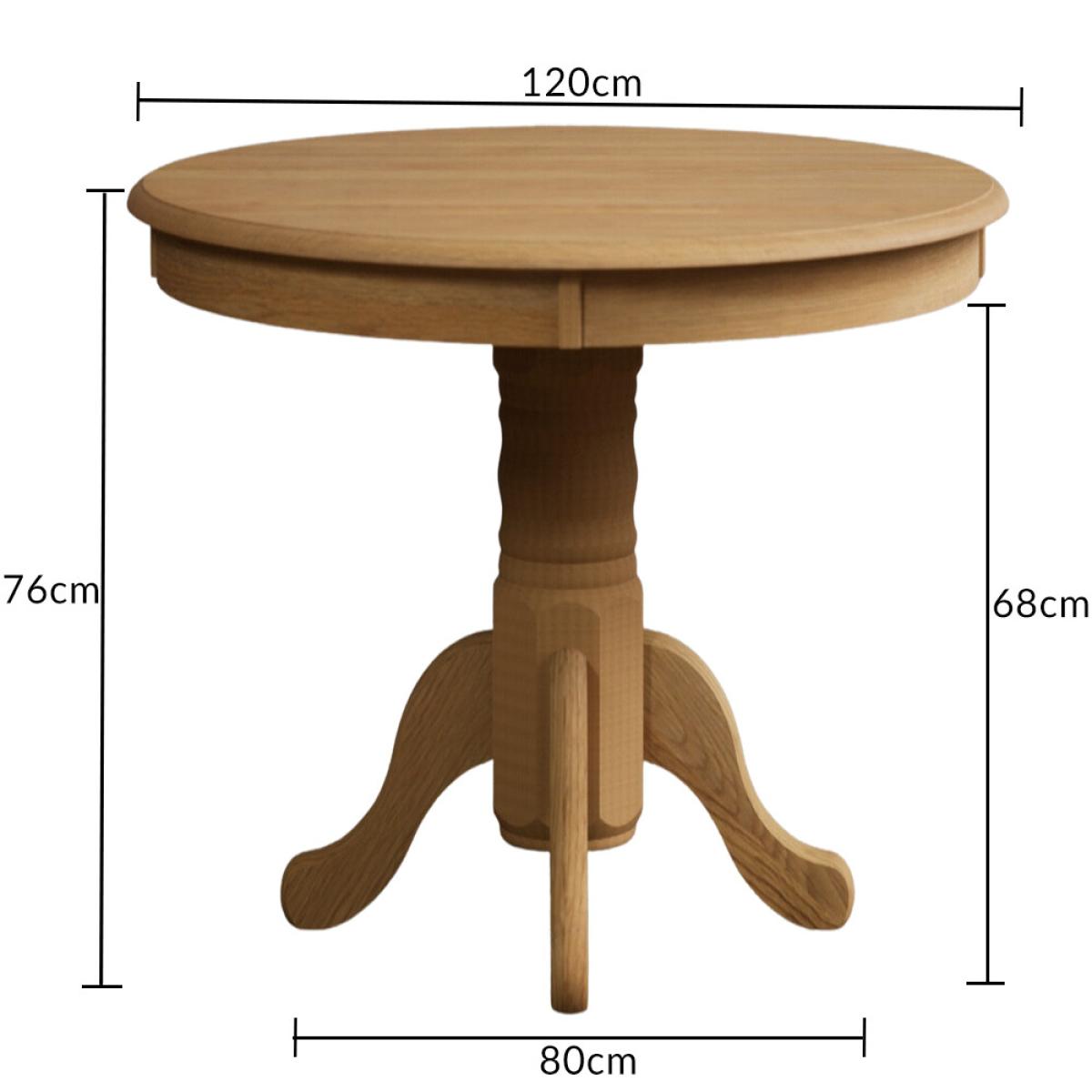 Hertford 120cm Fixed Top Solid Oak Round Pedestal Table With 6 Oak X Back Chairs – image 27