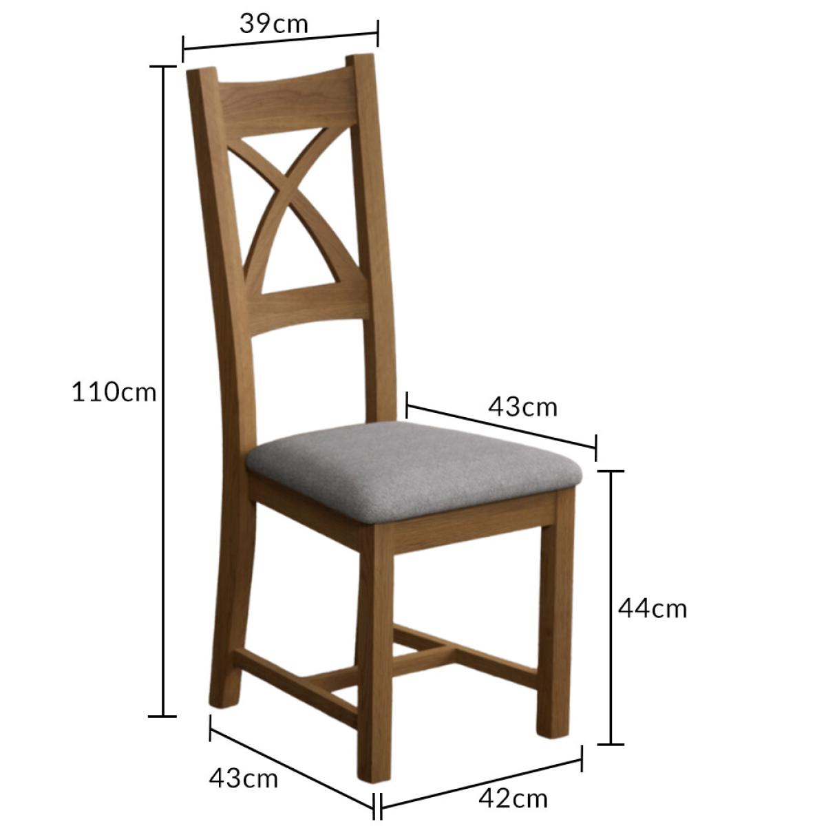 Hertford 120cm Fixed Top Solid Oak Round Pedestal Table With 6 Oak X Back Chairs – image 29