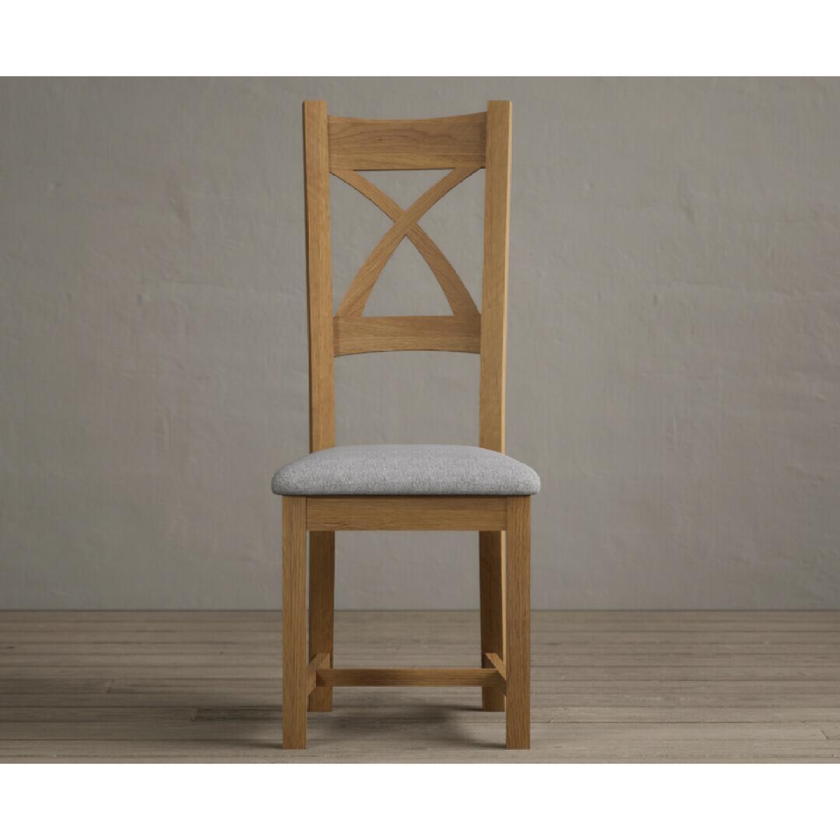 Hertford 120cm Fixed Top Solid Oak Round Pedestal Table With 6 Oak X Back Chairs – image 8