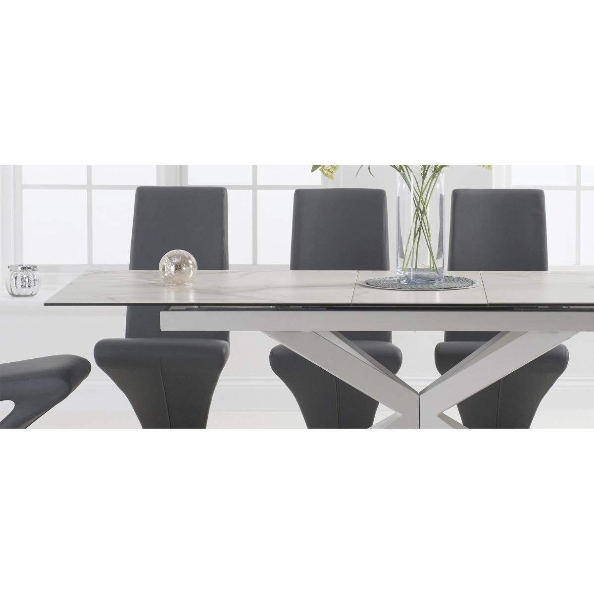 Boston 180cm White Leg Extending Ceramic Dining Table With 10 Black Hampstead Z Chairs – image 10