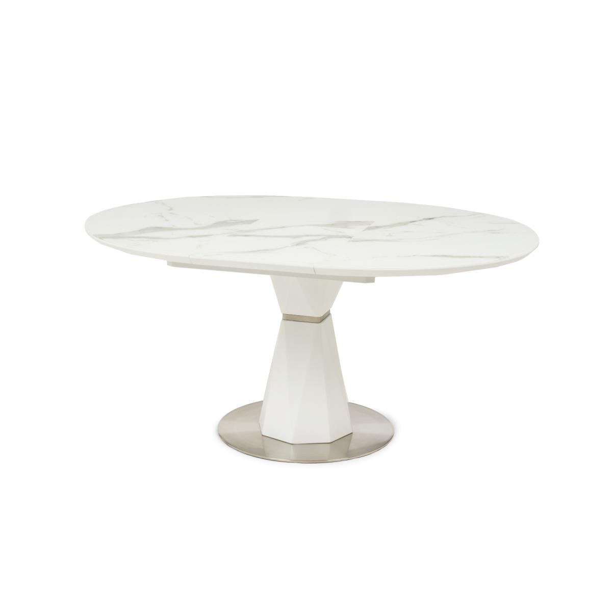 Venosa 120cm Round White Extending Dining Table With 6 Black Vigo Chairs – image 11