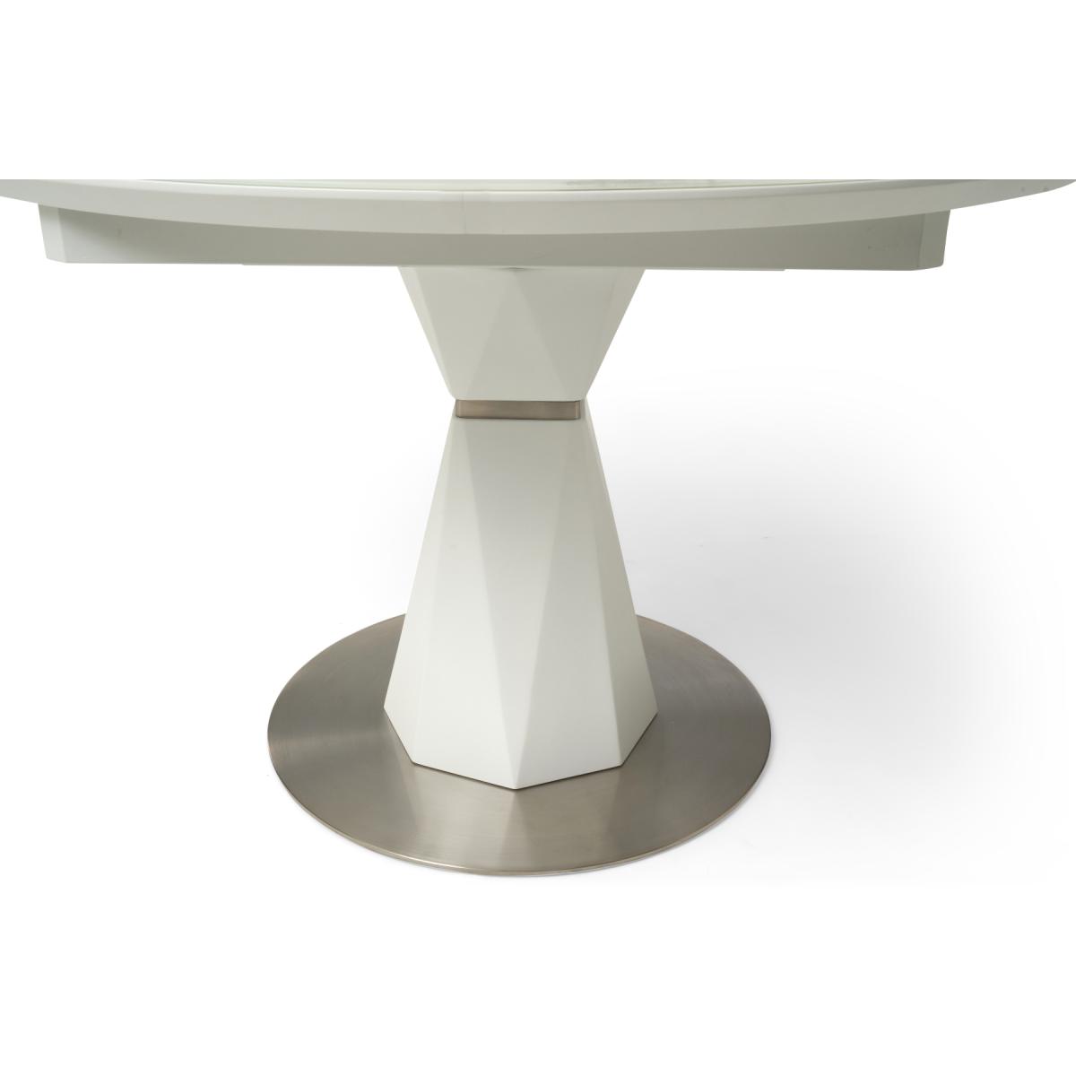 Venosa 120cm Round White Extending Dining Table With 6 Black Vigo Chairs – image 12