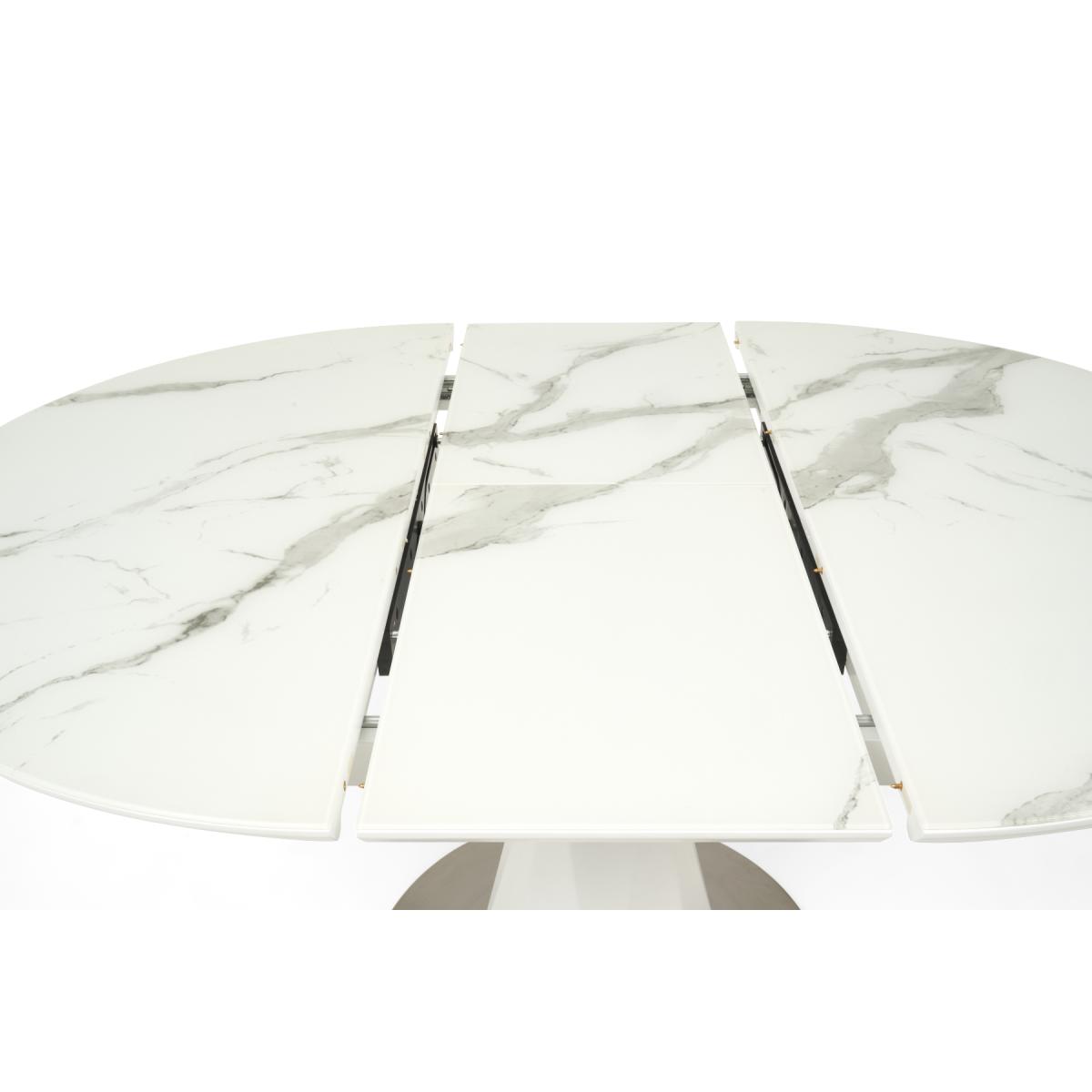 Venosa 120cm Round White Extending Dining Table With 6 Black Vigo Chairs – image 14