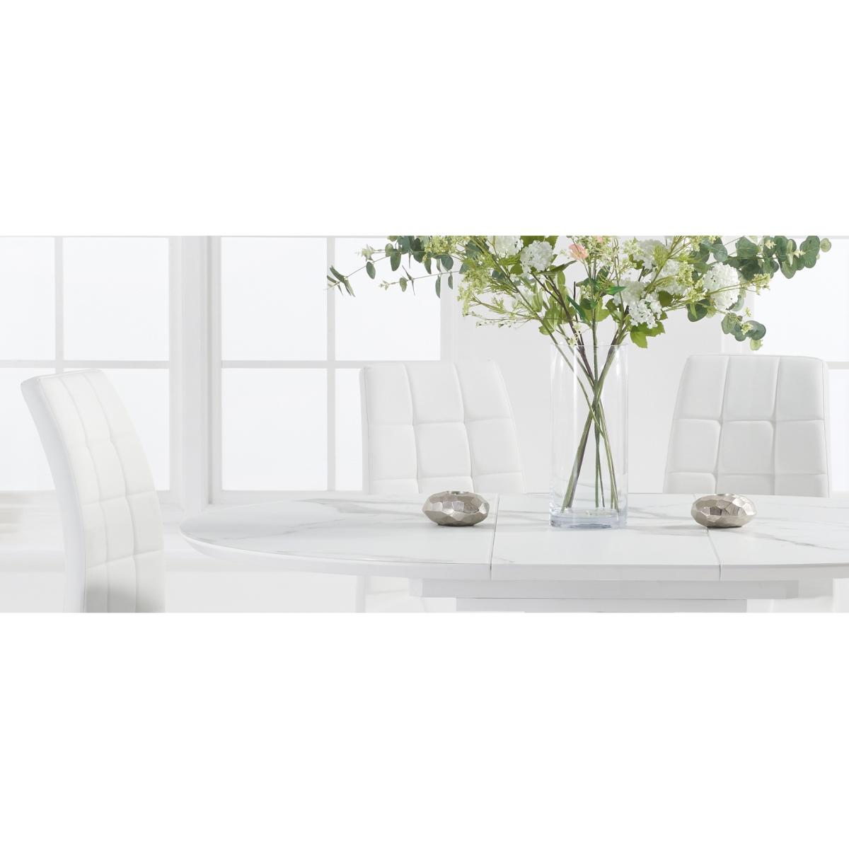 Venosa 120cm Round White Extending Dining Table With 6 Black Vigo Chairs – image 16