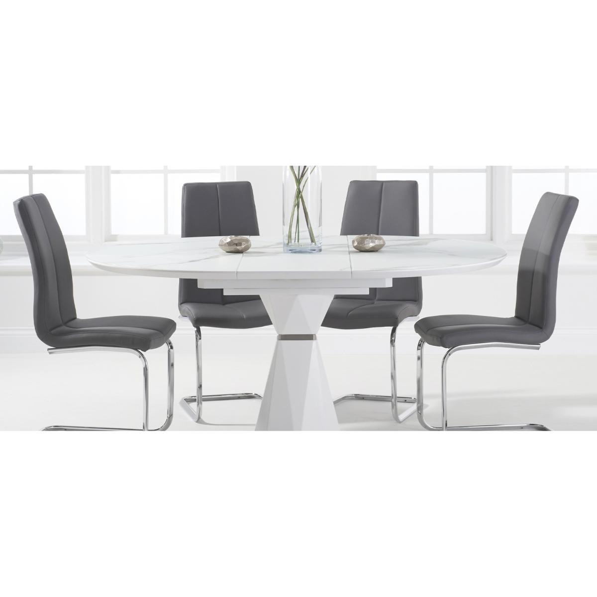 Venosa 120cm Round White Extending Dining Table With 6 Black Vigo Chairs – image 20