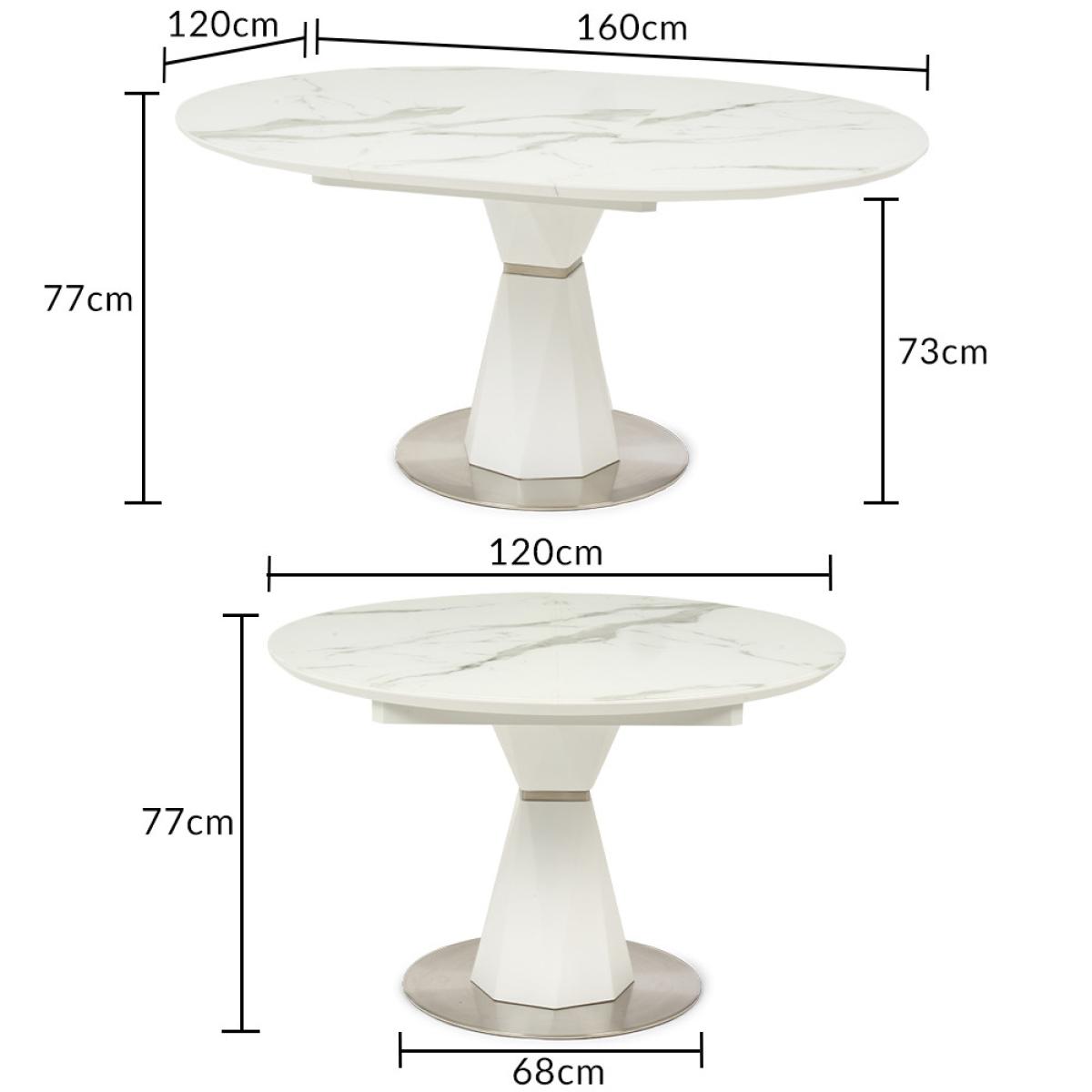 Venosa 120cm Round White Extending Dining Table With 6 Black Vigo Chairs – image 23