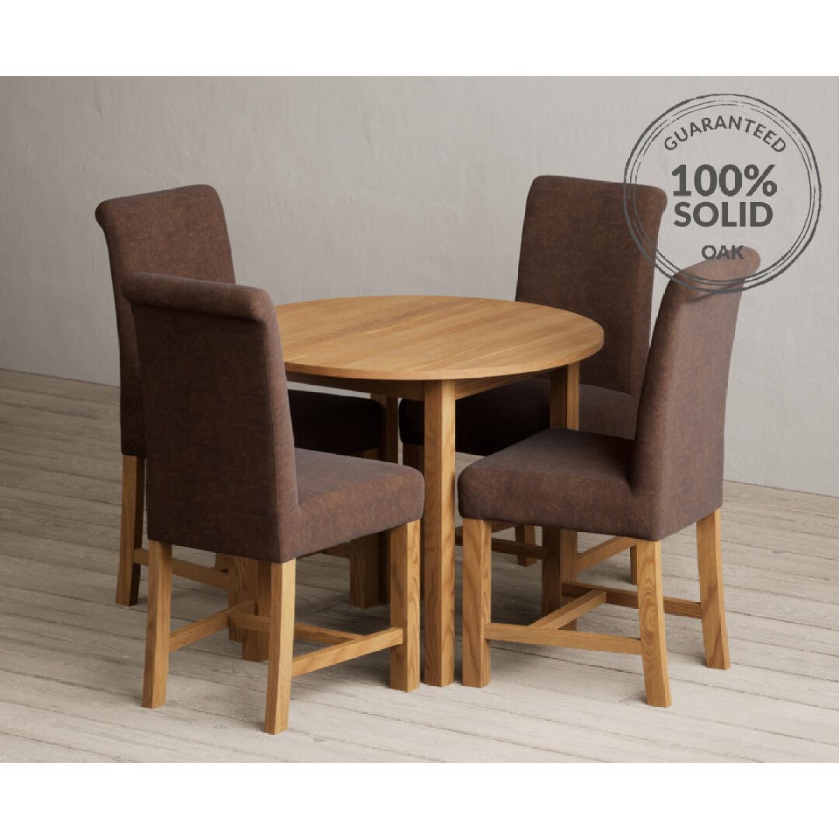 Extending York 90cm Solid Oak Dining Table with 4 Natural Chairs – image 13