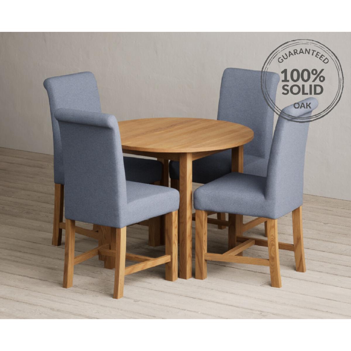 Extending York 90cm Solid Oak Dining Table with 4 Natural Chairs – image 14