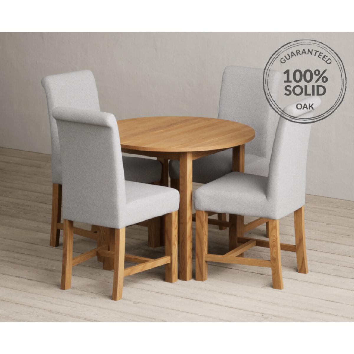 Extending York 90cm Solid Oak Dining Table with 4 Natural Chairs – image 15