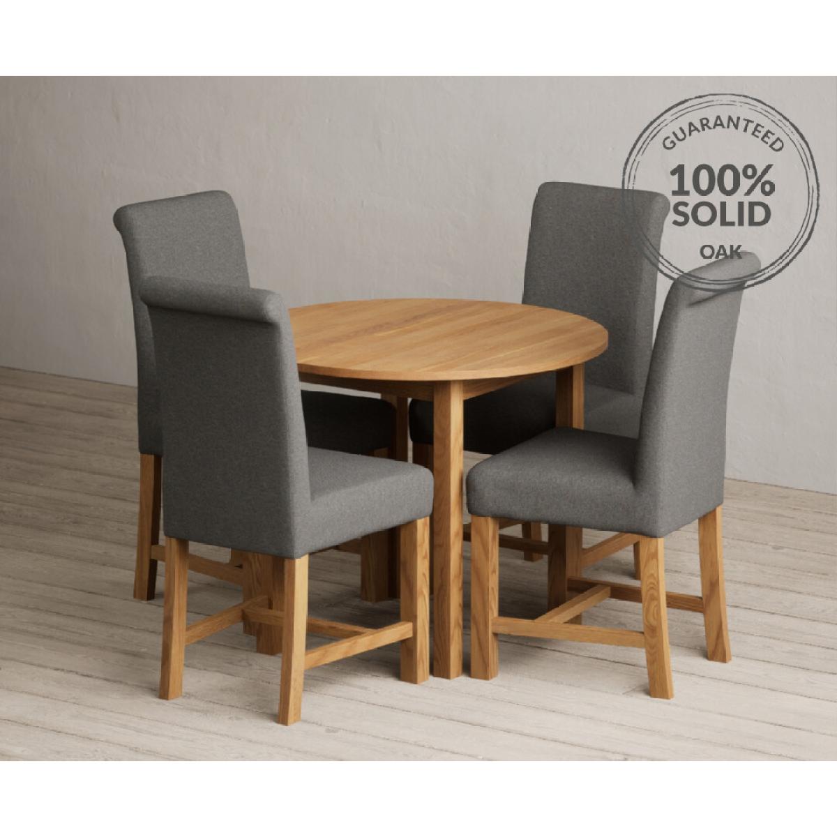 Extending York 90cm Solid Oak Dining Table with 4 Natural Chairs – image 16