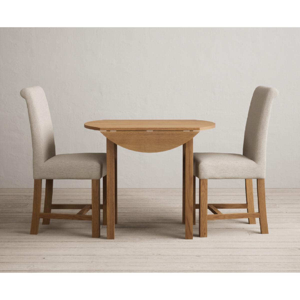 Extending York 90cm Solid Oak Dining Table with 4 Natural Chairs – image 3