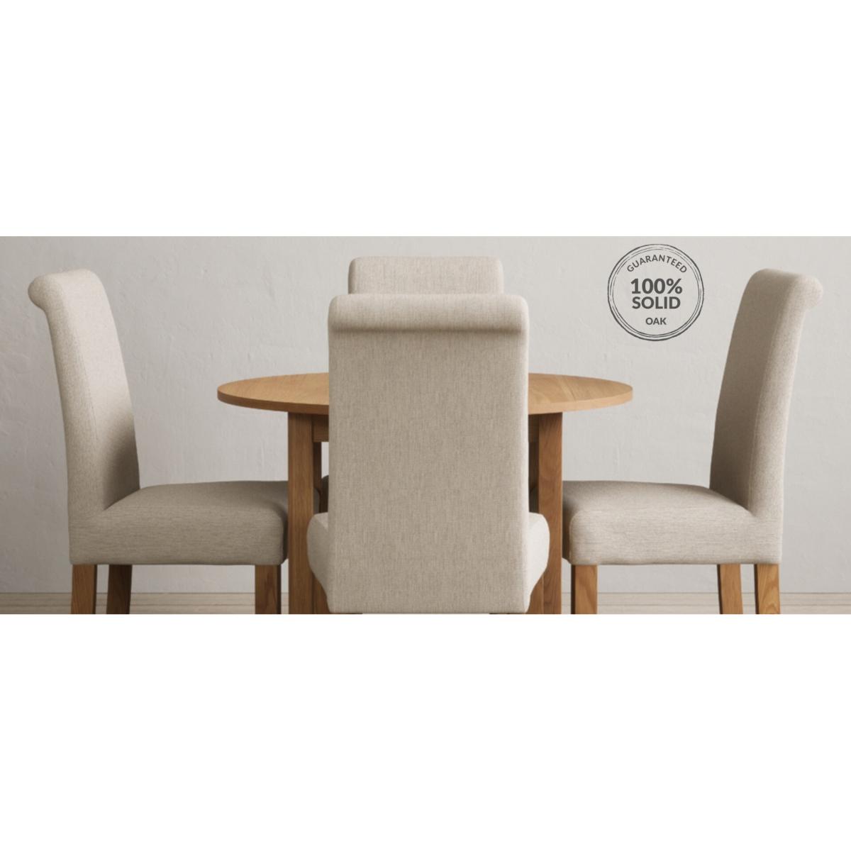 Extending York 90cm Solid Oak Dining Table with 4 Natural Chairs – image 22
