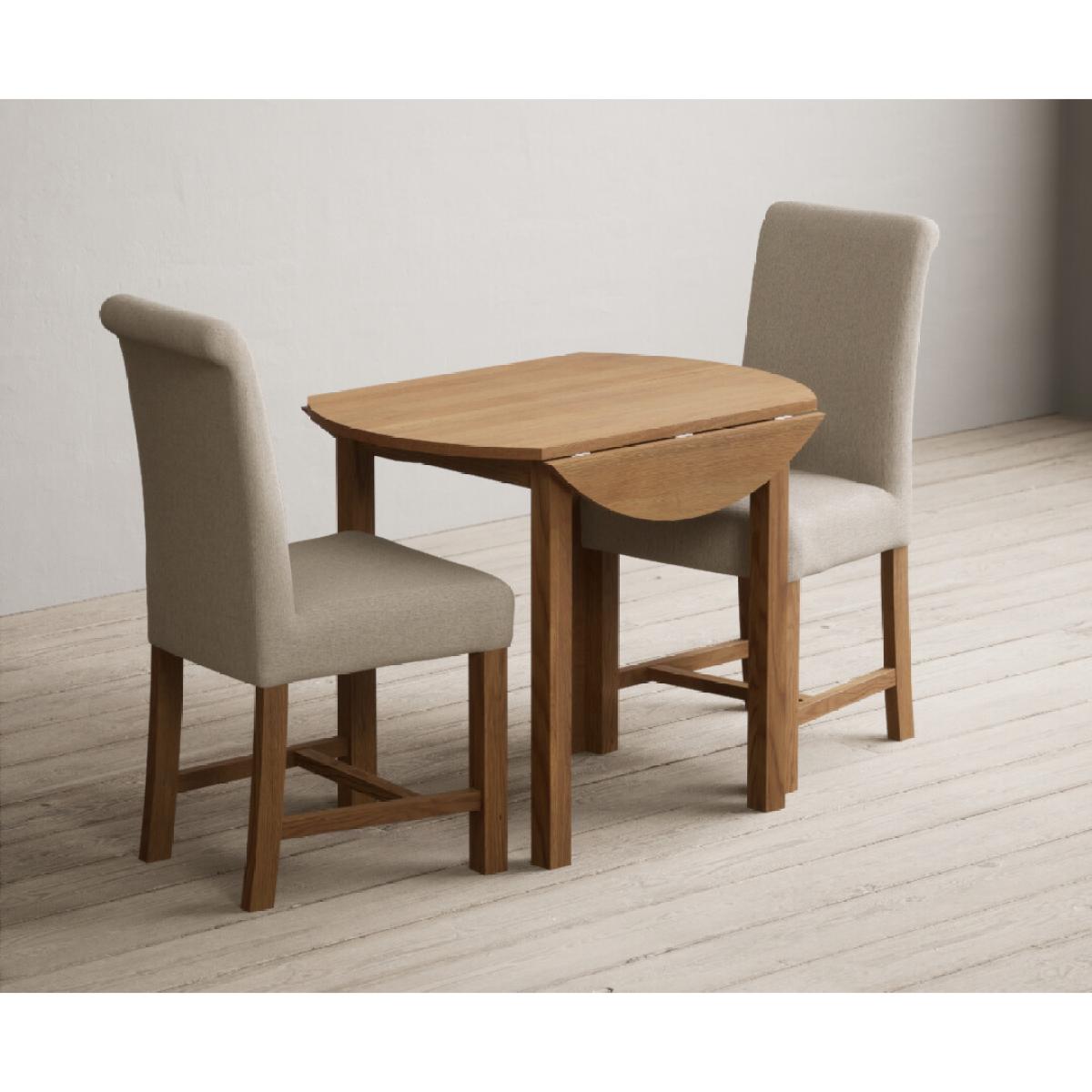 Extending York 90cm Solid Oak Dining Table with 4 Natural Chairs – image 4