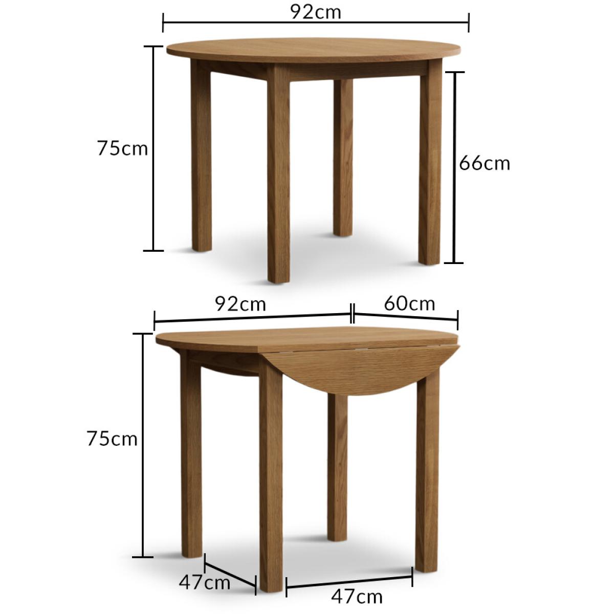 Extending York 90cm Solid Oak Dining Table with 4 Natural Chairs – image 33