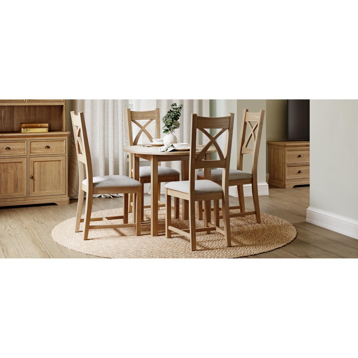 Extending York 90cm Solid Oak Dining Table with 4 Natural Chairs – image 34