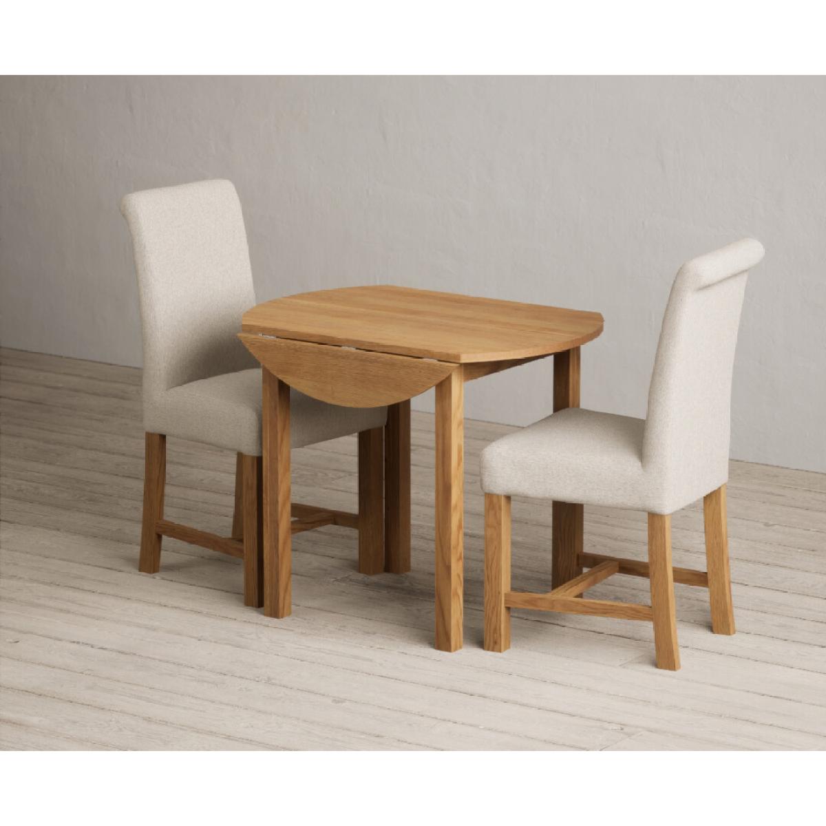 Extending York 90cm Solid Oak Dining Table with 4 Natural Chairs – image 5