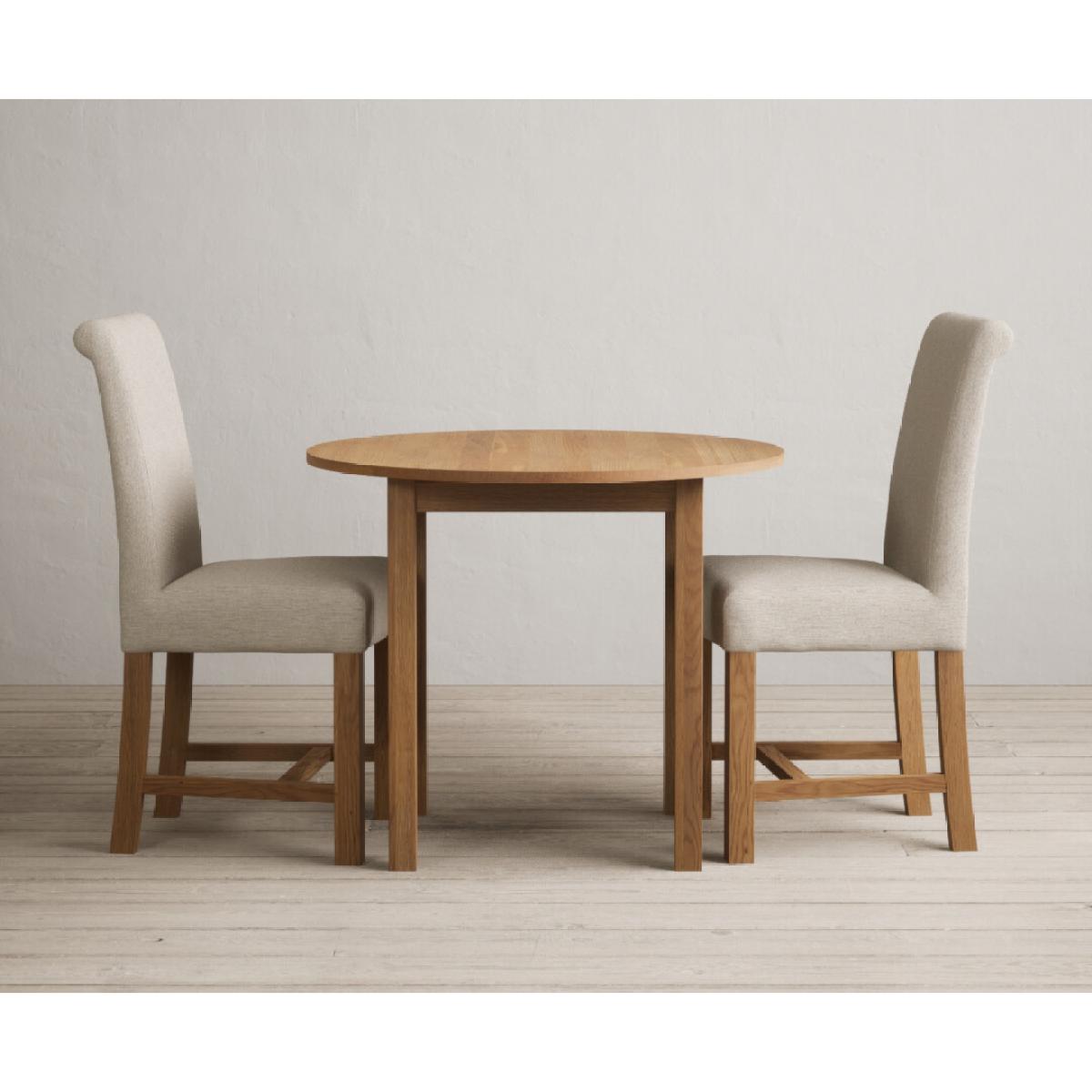 Extending York 90cm Solid Oak Dining Table with 4 Natural Chairs – image 6