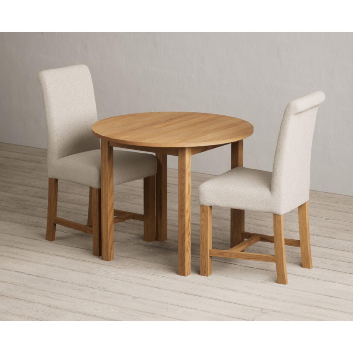 Extending York 90cm Solid Oak Dining Table with 4 Natural Chairs – image 7