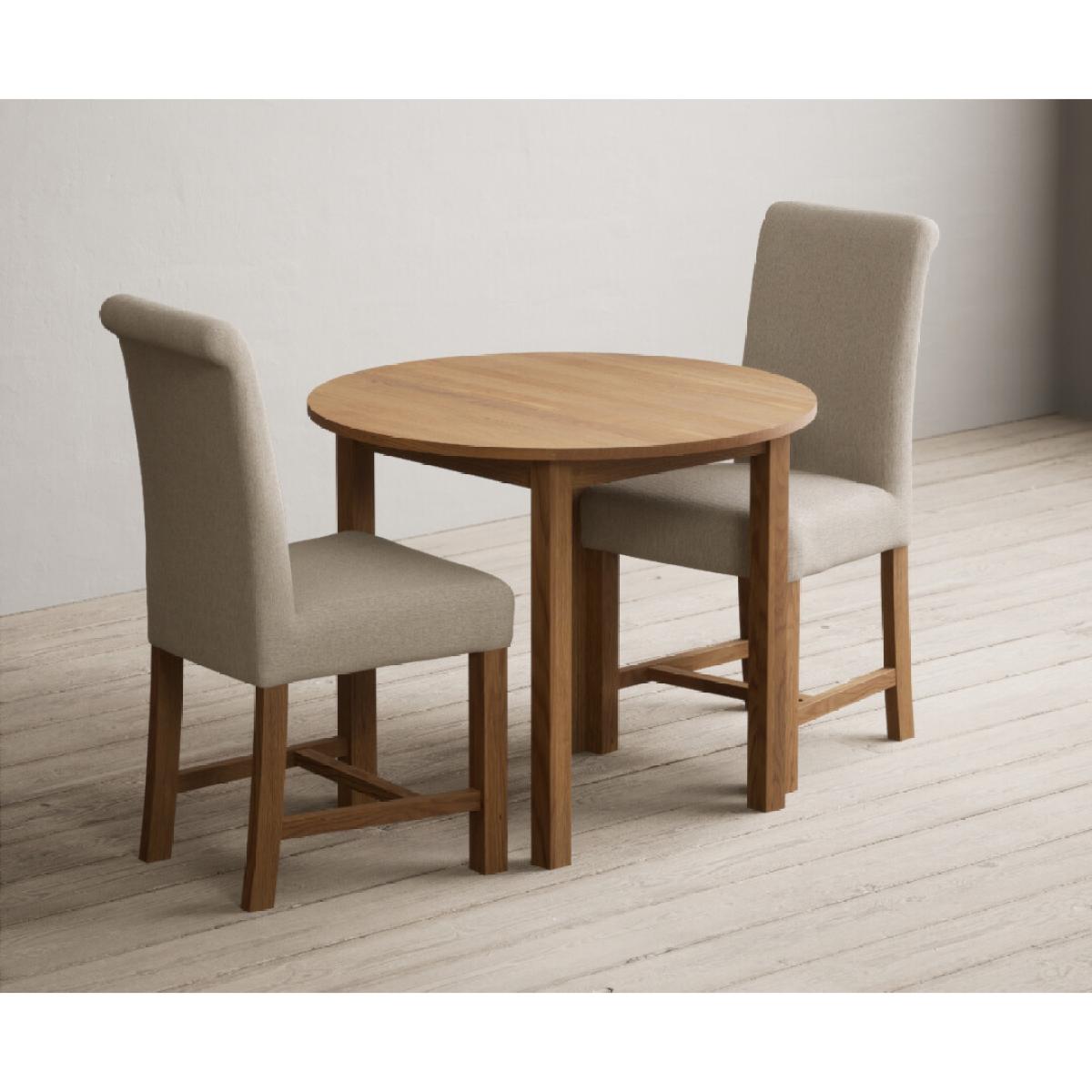 Extending York 90cm Solid Oak Dining Table with 4 Natural Chairs – image 8