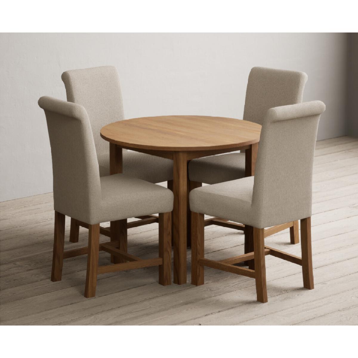 Extending York 90cm Solid Oak Dining Table with 4 Natural Chairs – image 9