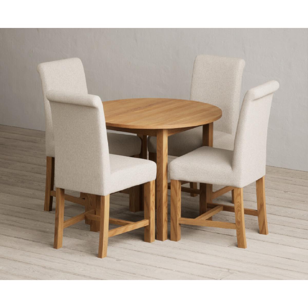 Extending York 90cm Solid Oak Dining Table with 4 Natural Chairs – image 10