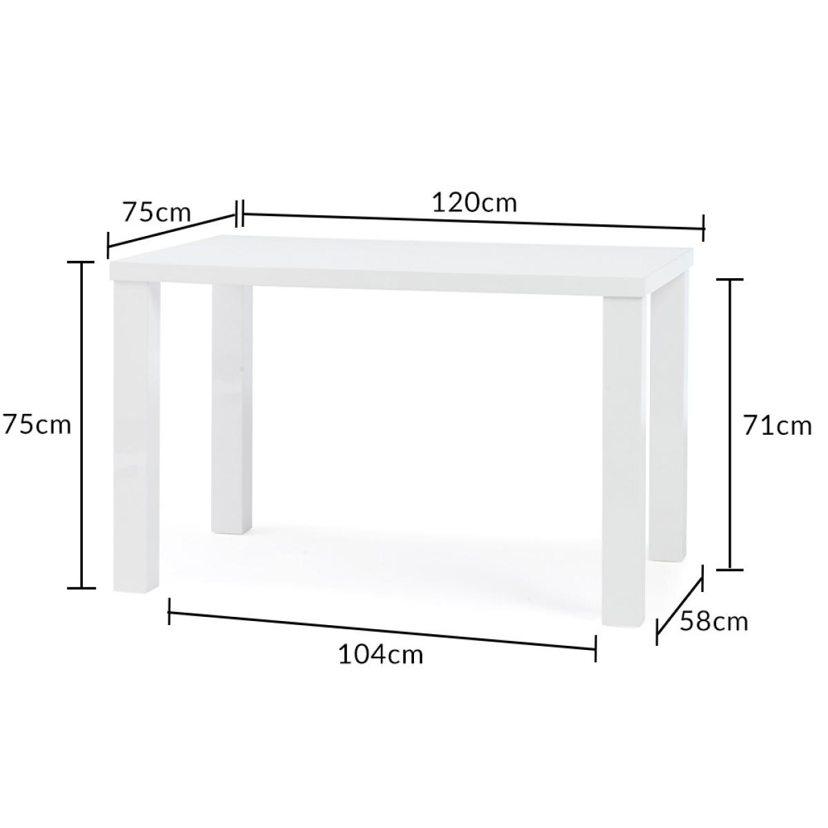 Seattle 120cm White High Gloss Dining Table with 4 White Marco Chairs and 1 Austin Grey Bench – image 19