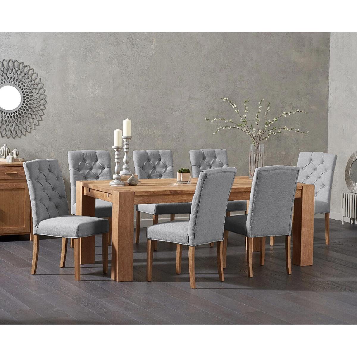 Sheringham 200cm Solid Oak Dining Table with 6 Natural Isabella Chairs with Sheringham Oak Extensions (Pair) – image 2