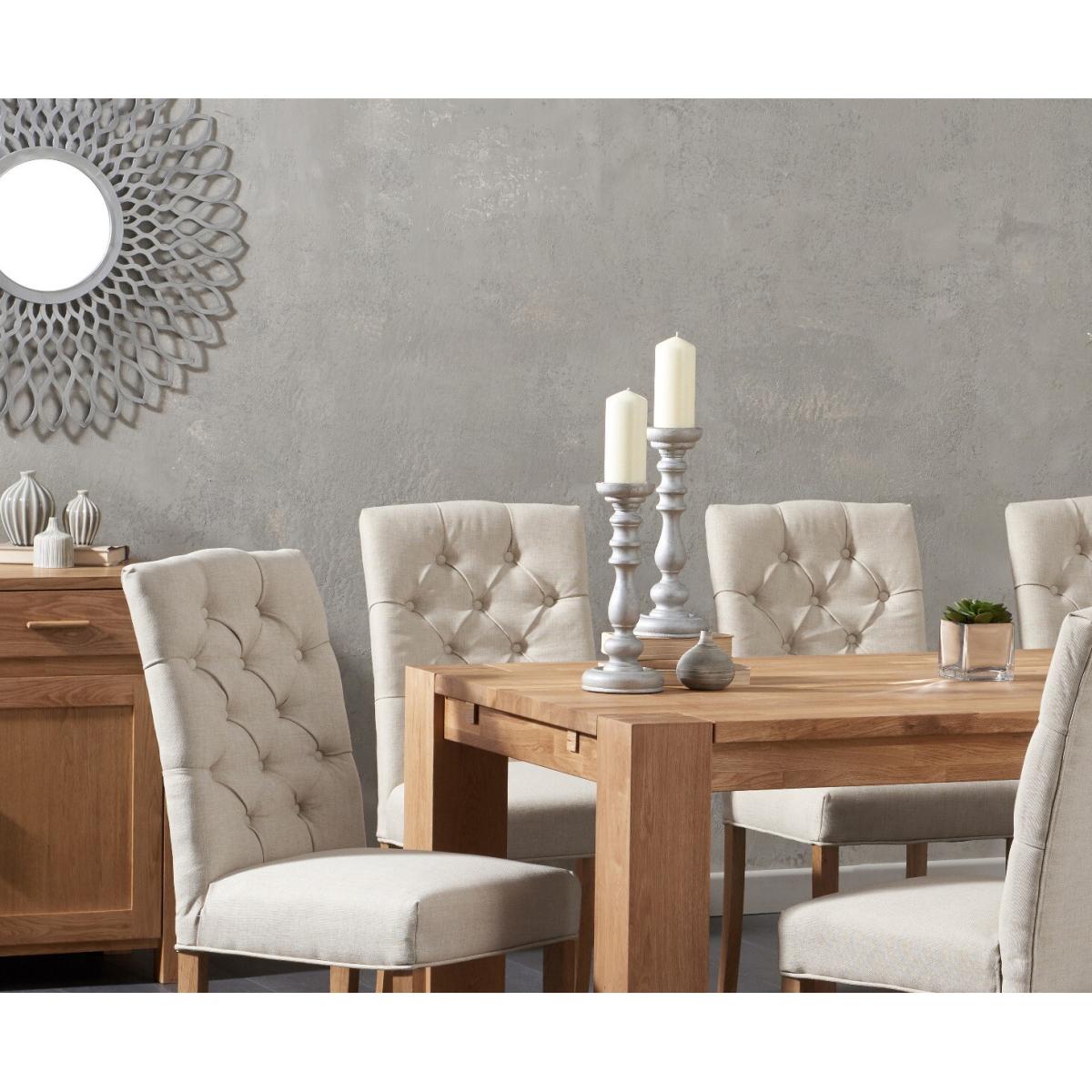 Sheringham 200cm Solid Oak Dining Table with 6 Natural Isabella Chairs with Sheringham Oak Extensions (Pair) – image 3