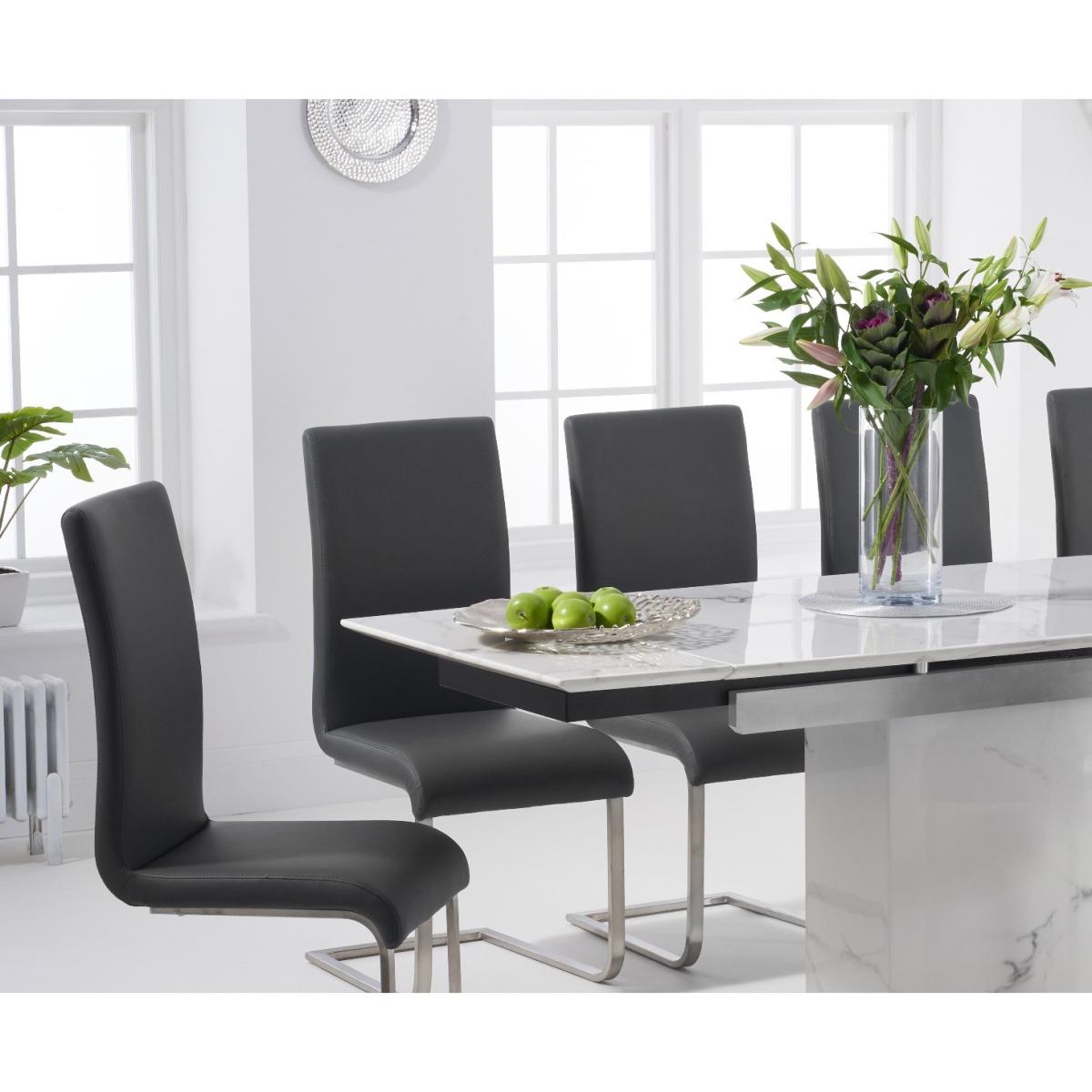 Savona 160cm Extending White Marble Dining Table With 8 Grey Austin Faux Leather Chairs – image 2
