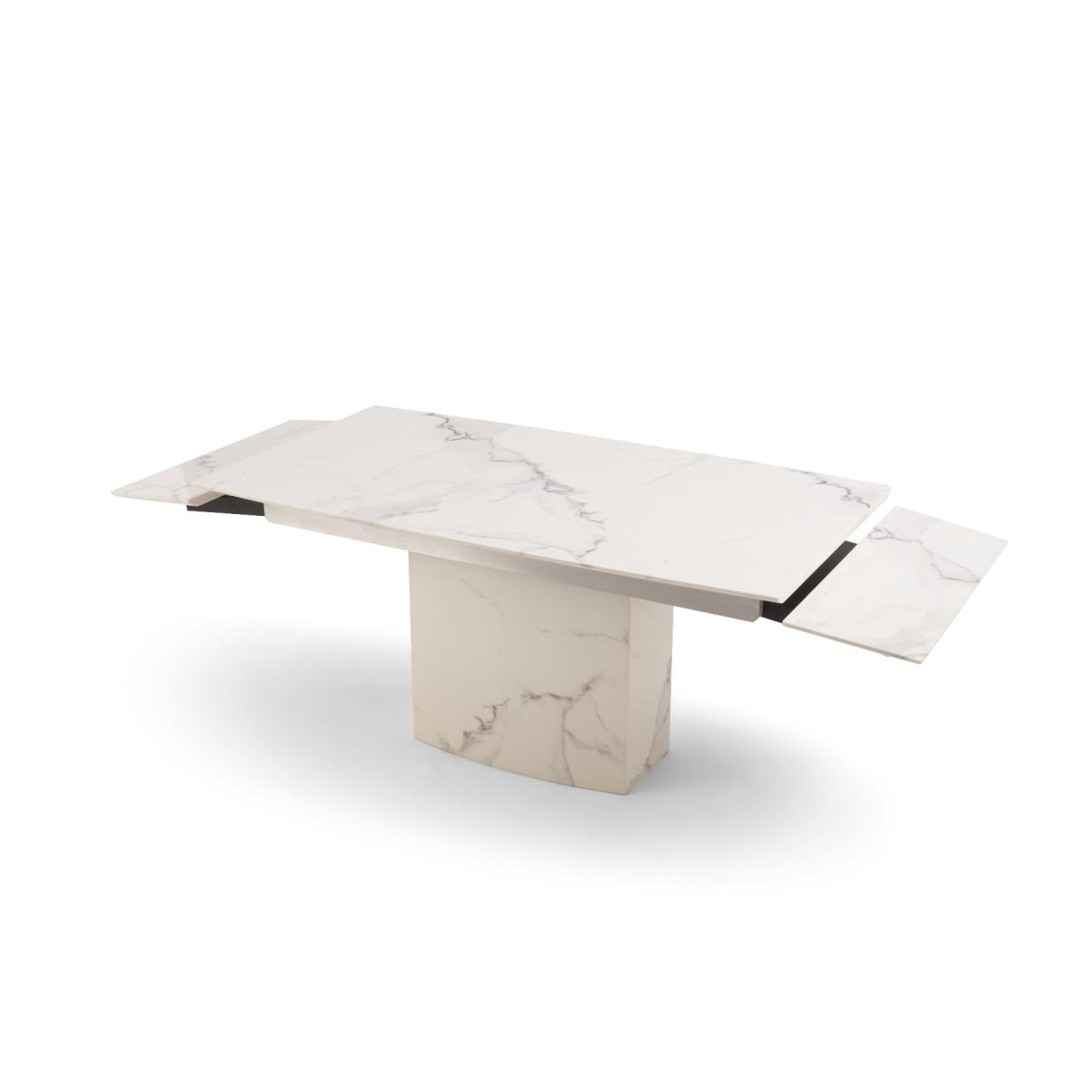 Savona 160cm Extending White Marble Dining Table With 8 Grey Austin Faux Leather Chairs – image 19