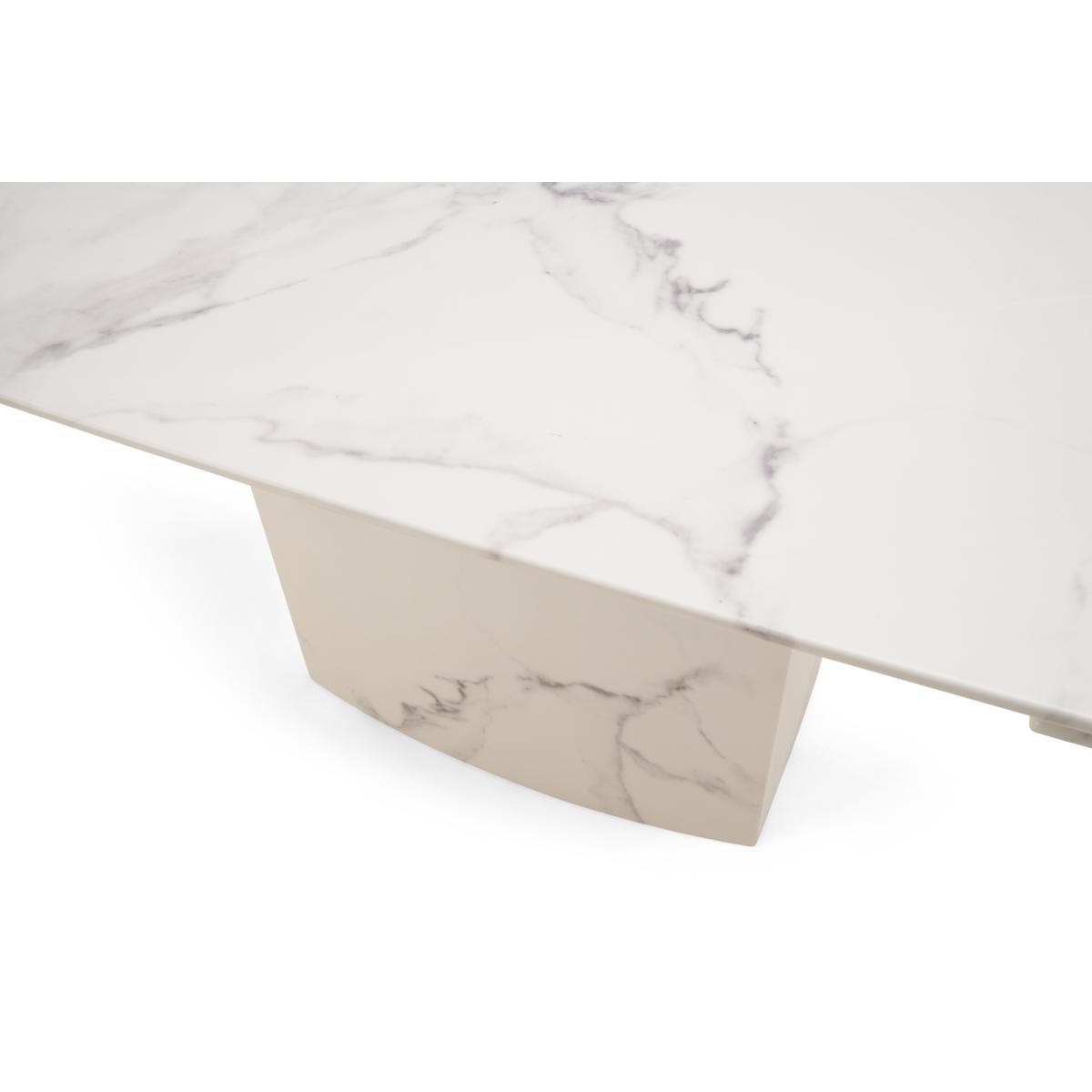 Savona 160cm Extending White Marble Dining Table With 8 Grey Austin Faux Leather Chairs – image 22