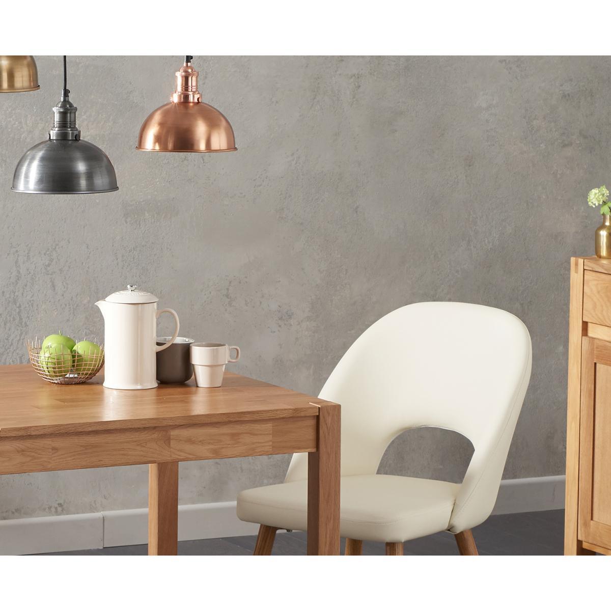 Oxford 80cm Solid Oak Dining Table With 4 Grey Hudson Faux Leather Chairs – image 2