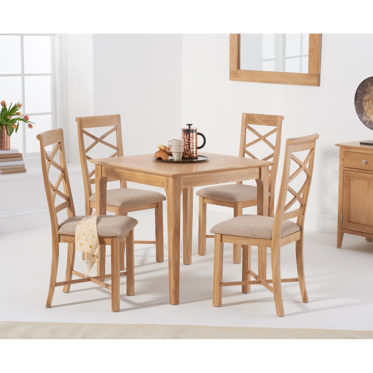 Sadie Oak 85cm Table with Cross Back Chairs - Oak, 2 Chairs